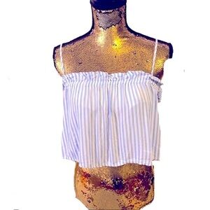 GARAGE blue and white striped cropped top XS